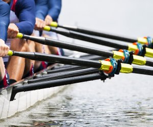 Close up of men’s rowing team