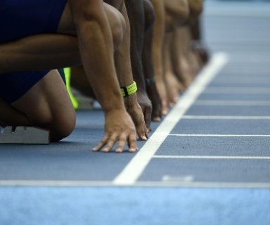 Athletes at the starting line